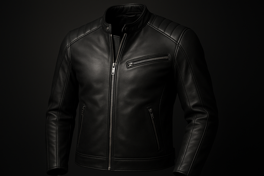 Ultra-realistic premium black leather biker jacket